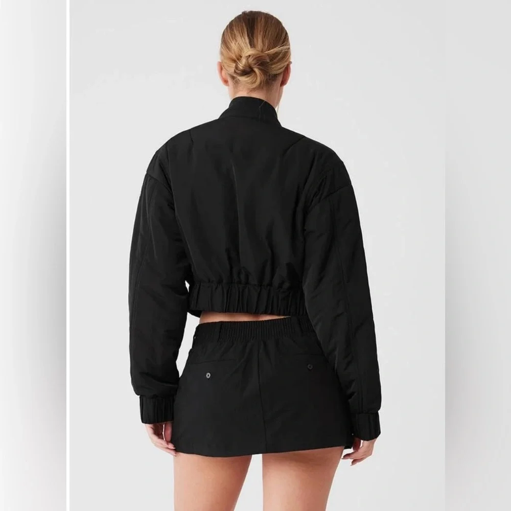 ALO Yoga Black Cropped Bomber Jacket